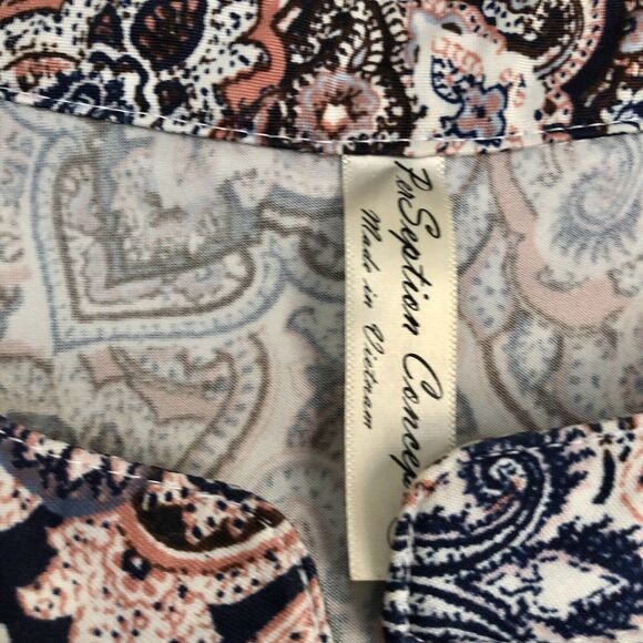 Per Seption Concept Tops Women's Size Medium Paisley Tunic Long Sleeve Crew Neck - Picture 8 of 9